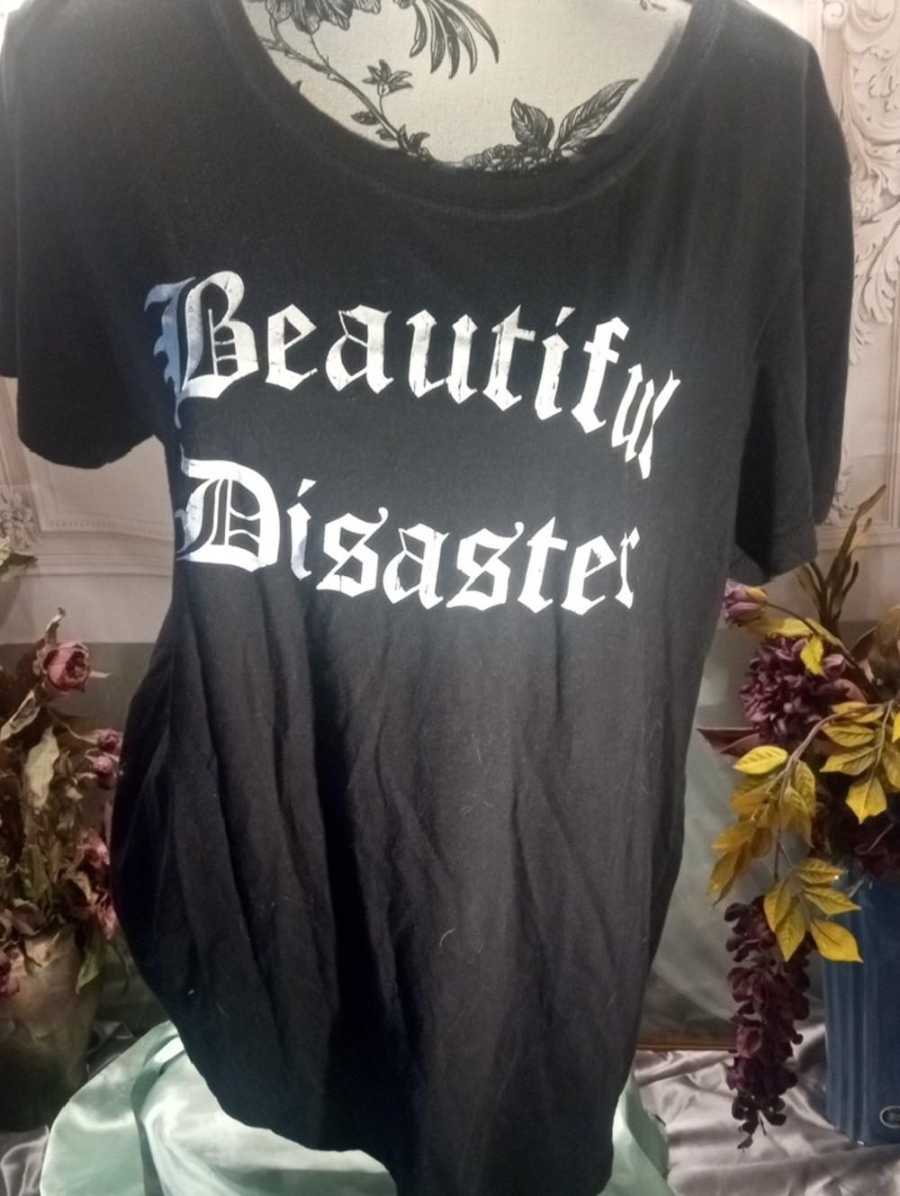 Black "Beautiful Disaster" Graphic Tee